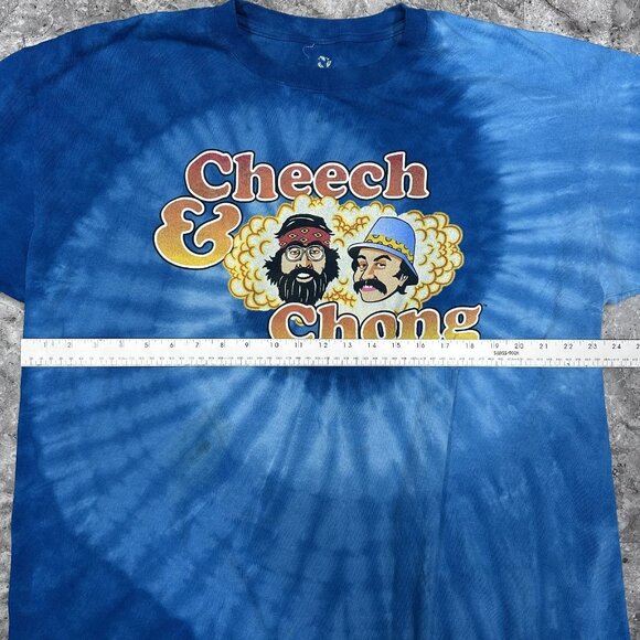 Cheech & Chong 2010 Sz XXL Comedy Duo Promo Blue Spiral Tie Dye Liquid Blue Tee - Picture 5 of 7